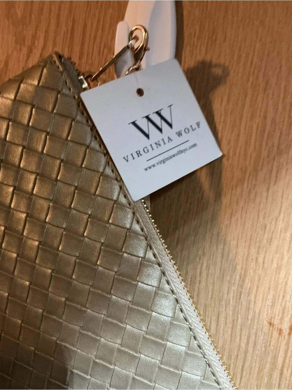 Virginia Wolf Metallic Gold Woven Clutch